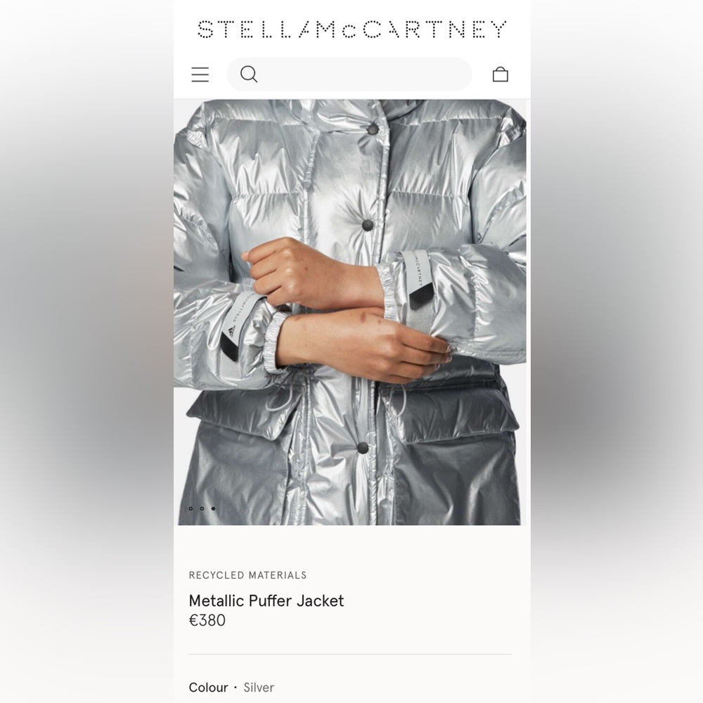 Adidas by Stella McCartney puffer silver jacket! Hoodie! Inside Vest EUC Size S - Picture 7 of 17